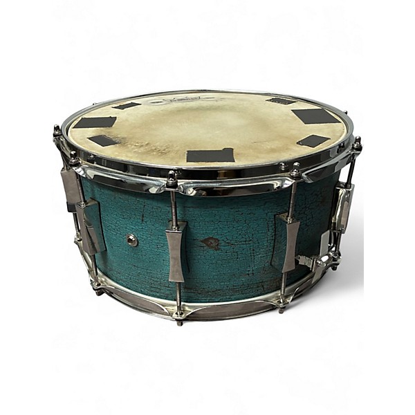 Used Pork Pie 14X6.5 Little Squealer Snare WEATHERED BARN BLUE Drum