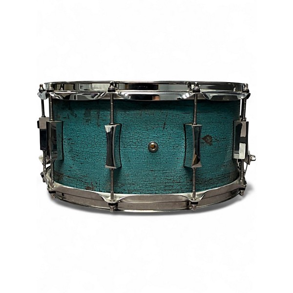 Used Pork Pie 14X6.5 Little Squealer Snare WEATHERED BARN BLUE Drum