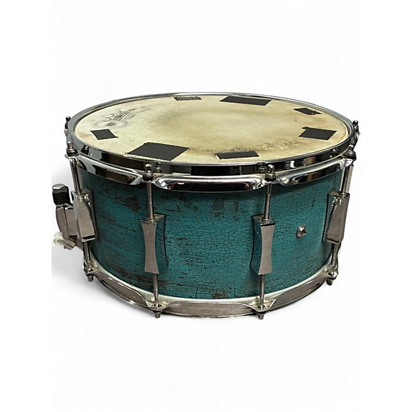 Used Pork Pie 14X6.5 Little Squealer Snare WEATHERED BARN BLUE Drum