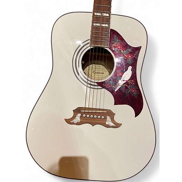 Used Epiphone Dove Pro Alpine White Acoustic Electric Guitar