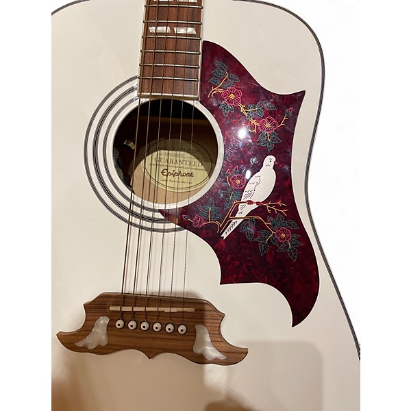 Used Epiphone Dove Pro Alpine White Acoustic Electric Guitar