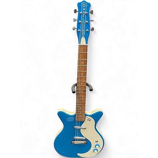 Used Danelectro NOS+ blue and white Solid Body Electric Guitar