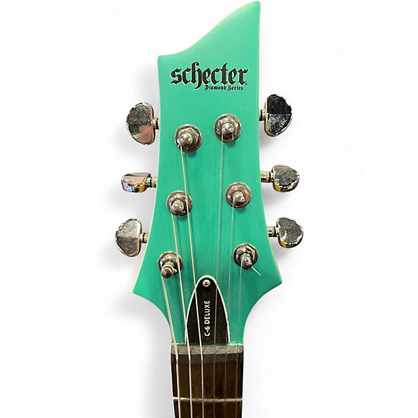Used Schecter Guitar Research C6 DELUXE Metallic Aqua Marine Solid Body Electric Guitar