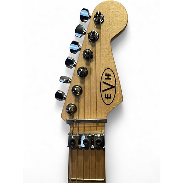 Used EVH Striped Series Frankie Red with Black and White Stripes Solid Body Electric Guitar