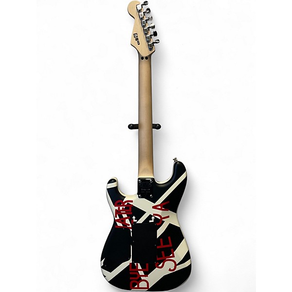 Used EVH Striped Series Crop Circles Black and White Solid Body Electric Guitar