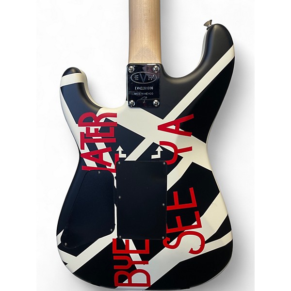 Used EVH Striped Series Crop Circles Black and White Solid Body Electric Guitar