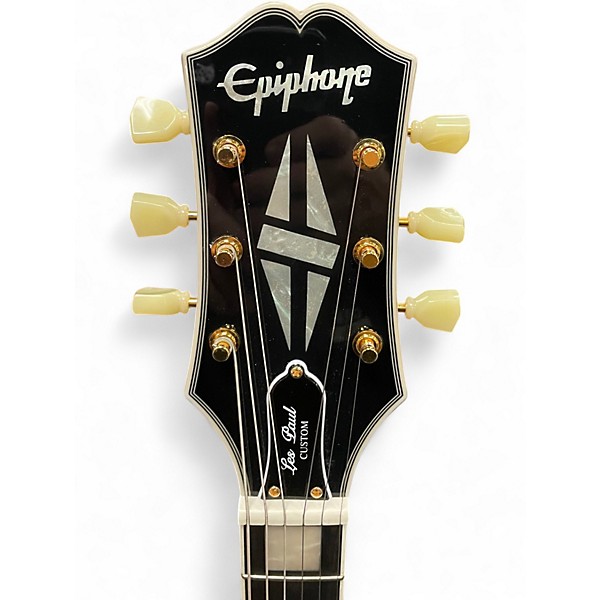 Used 2023 Epiphone Les Paul Custom P90 Ebony Solid Body Electric Guitar