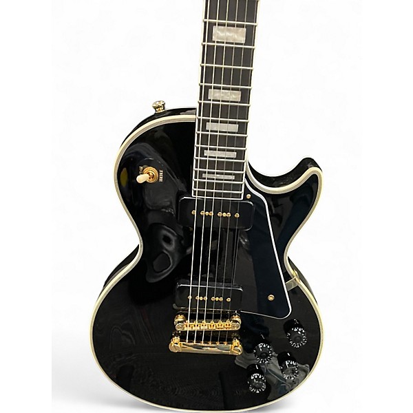 Used 2023 Epiphone Les Paul Custom P90 Ebony Solid Body Electric Guitar