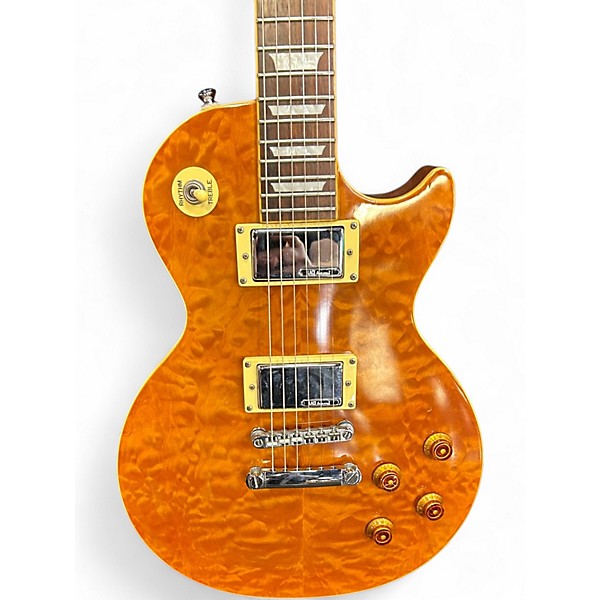Used 2005 Epiphone Les Paul Classic Amber Solid Body Electric Guitar