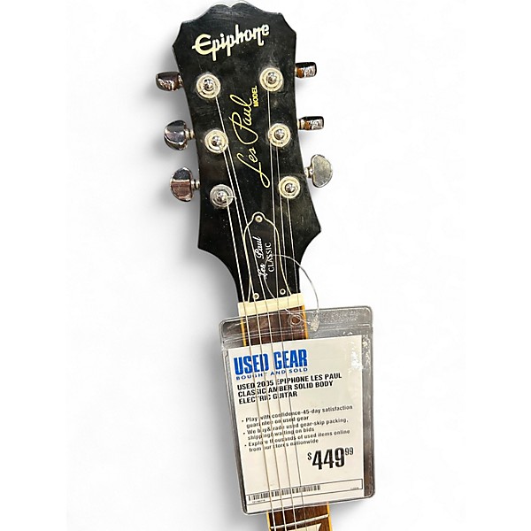 Used 2005 Epiphone Les Paul Classic Amber Solid Body Electric Guitar