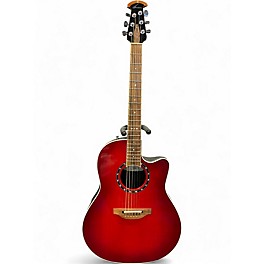 Used Ovation 1771LX Standard Balladeer Red Acoustic Electric Guitar
