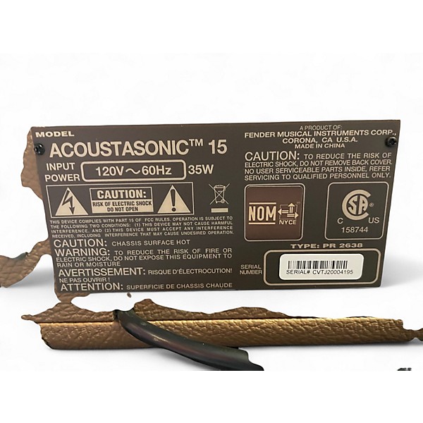 Used Fender Acoustasonic 15 Acoustic Guitar Combo Amp