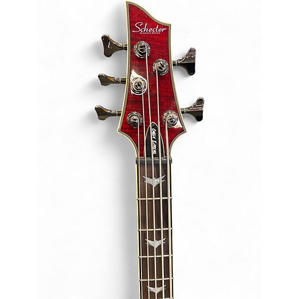 Used Schecter Guitar Research Omen EXTREME 4 LEFT HANDED Trans Red Electric Bass Guitar