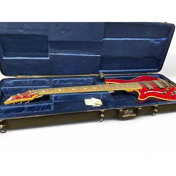 Used Schecter Guitar Research Omen EXTREME 4 LEFT HANDED Trans Red Electric Bass Guitar