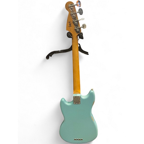 Used Fender Justin Meldal-Johnsen Road Worn Mustang Daphne Blue Electric Bass Guitar