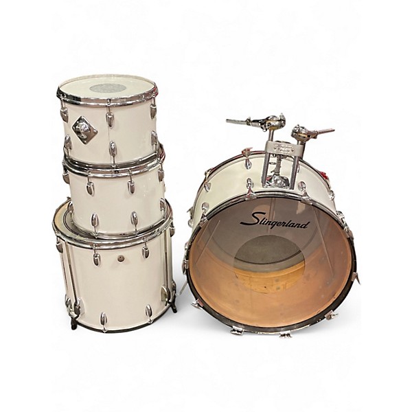 Vintage 1973 Slingerland 4 Piece Rock N' Roll Outfit White Drum Kit
