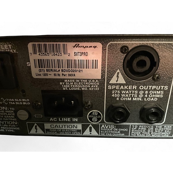 Used Ampeg SVT 3 PRO Tube Bass Amp Head