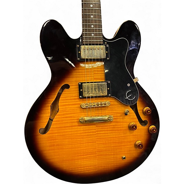 Used Epiphone Dot Deluxe Flametop 2 Color Sunburst Hollow Body Electric Guitar