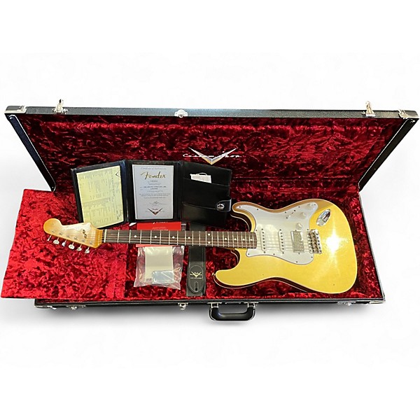 Used 2023 Fender Limited Edition Double Bound HSS Stratocaster Aztec Gold Solid Body Electric Guitar
