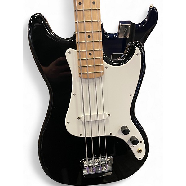 Used Squier Bronco Black and White Electric Bass Guitar