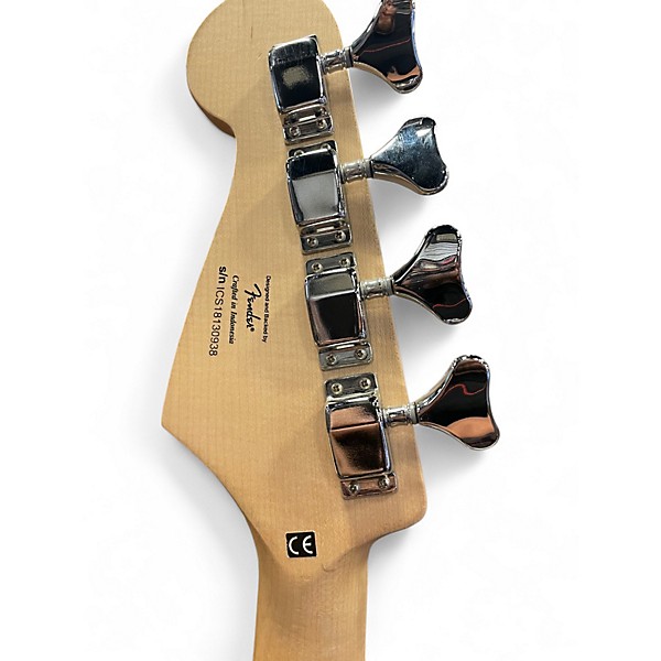 Used Squier Bronco Black and White Electric Bass Guitar