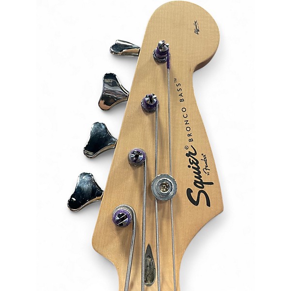 Used Squier Bronco Black and White Electric Bass Guitar