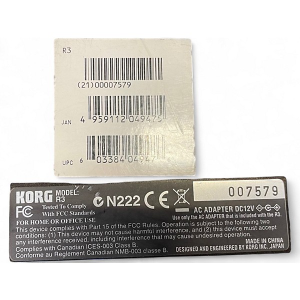Used KORG R3 37 Key Synthesizer