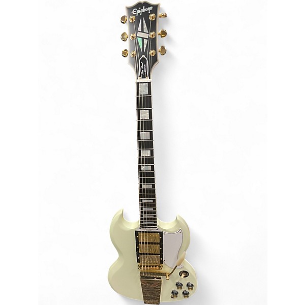 Used Epiphone LES PAUL SG CUSTOM W VIBROLA Alpine White Solid Body Electric Guitar