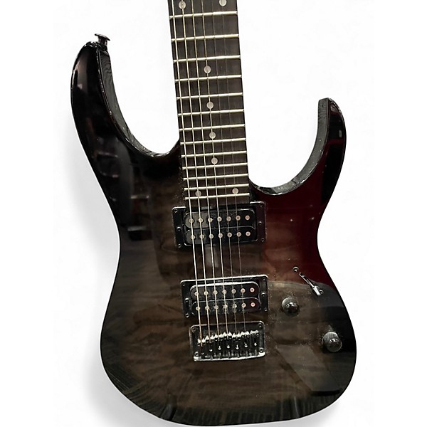 Used Ibanez GRG7221QA Trans Black SUNBURST Solid Body Electric Guitar