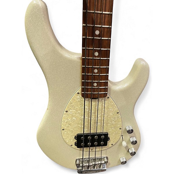 Used Sterling by Music Man 4H White Sparkle Electric Bass Guitar