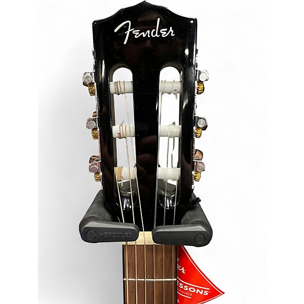 Used Fender cn140sce Black Classical Acoustic Electric Guitar