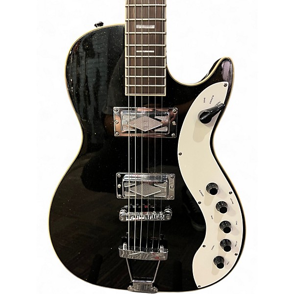 Used Silvertone Jupiter Reissue Black and Gold Solid Body Electric Guitar