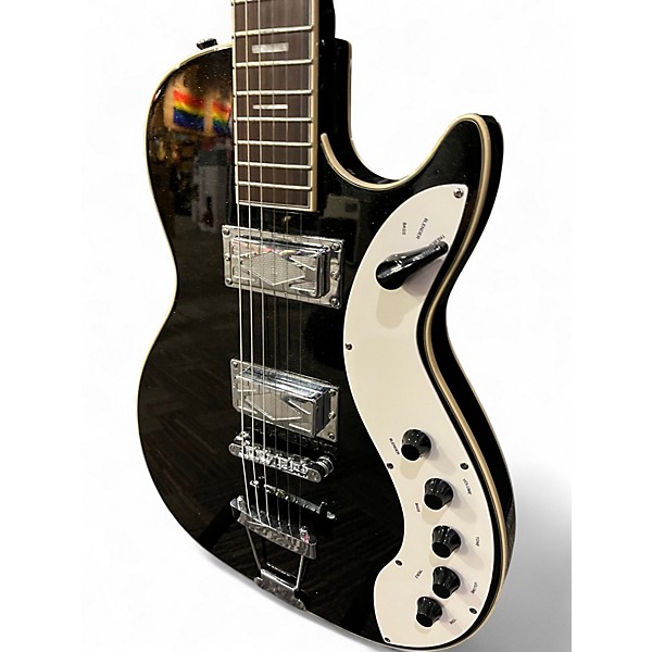 Used Silvertone Jupiter Reissue Black and Gold Solid Body Electric Guitar