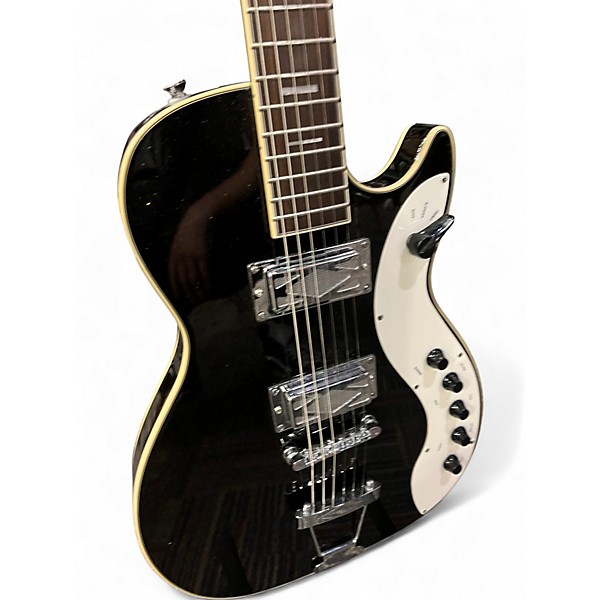 Used Silvertone Jupiter Reissue Black and Gold Solid Body Electric Guitar