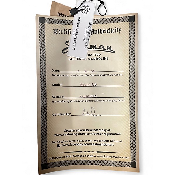 Used Eastman AC630-BD Natural Acoustic Electric Guitar