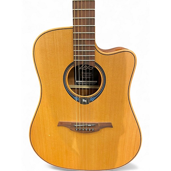 Used Lag Guitars Tramontane thv10dce Natural Acoustic Guitar