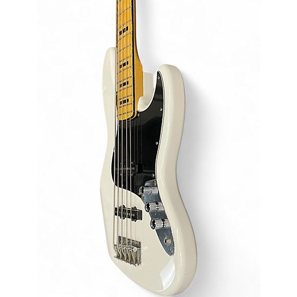 Used 2014 Squier Vintage Modified 70s Jazz V White Electric Bass Guitar