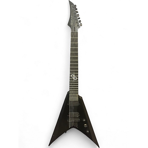 Used Solar Flying V 7 Black Solid Body Electric Guitar