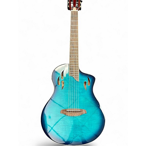 Used Ortega RTPDLX-FMA Blue Burst Classical Acoustic Guitar