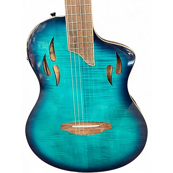 Used Ortega RTPDLX-FMA Blue Burst Classical Acoustic Guitar