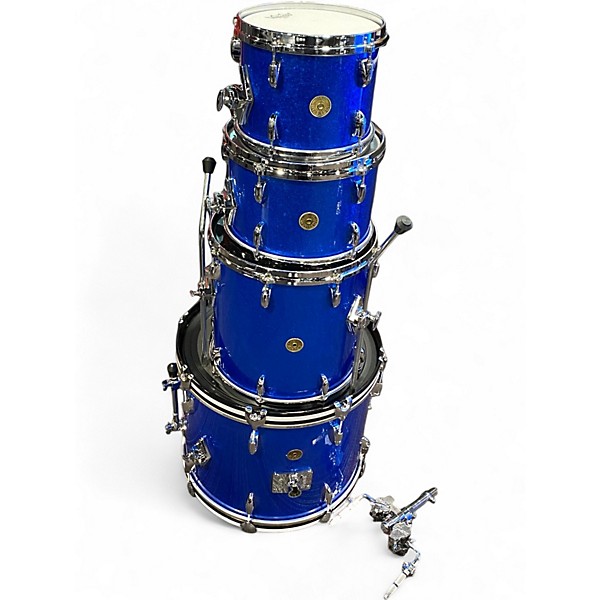 Used Gretsch Drums 4 Piece USA Custom Blue Sparkle Drum Kit