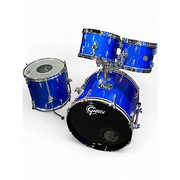 Used Gretsch Drums 4 Piece USA Custom Blue Sparkle Drum Kit
