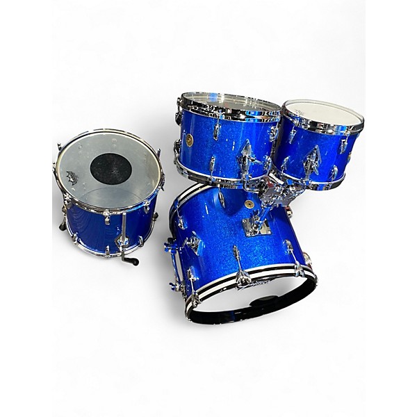 Used Gretsch Drums 4 Piece USA Custom Blue Sparkle Drum Kit