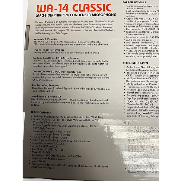 Used Warm Audio wa-14 classic Condenser Microphone