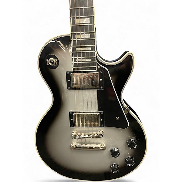 Used Epiphone Les Paul Custom Black and Silver Solid Body Electric Guitar