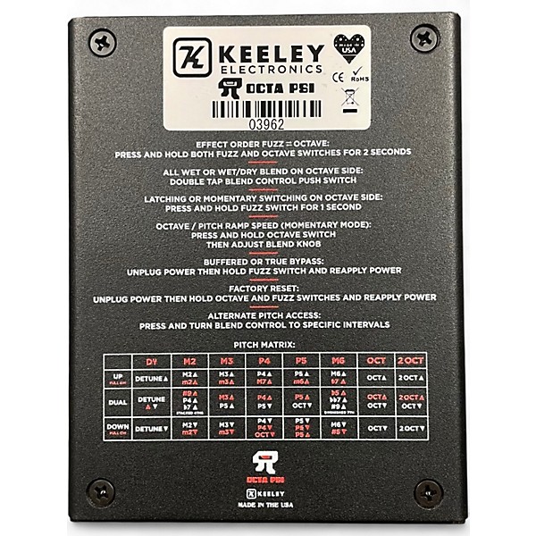 Used Keeley OCTA PSI Transfiurating Fugzz Effect Pedal Effect Pedal