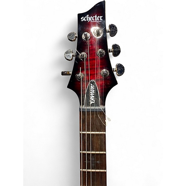 Used 2020s Schecter Guitar Research Demon 6 Crimson Red Burst Solid Body Electric Guitar