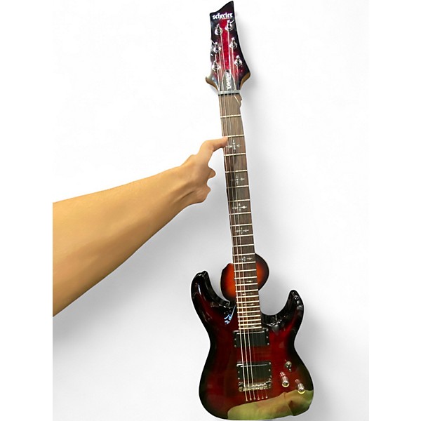 Used 2020s Schecter Guitar Research Demon 6 Crimson Red Burst Solid Body Electric Guitar