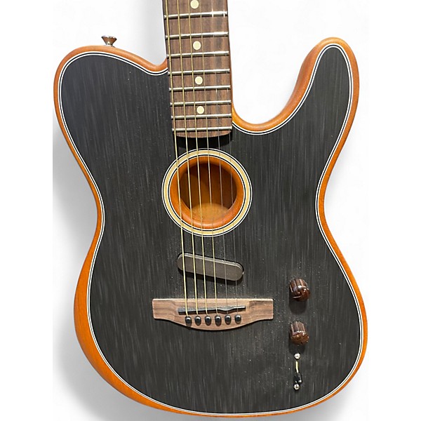Used Fender Acoustasonic Player Telecaster BRUSHED BLACK Acoustic Electric Guitar
