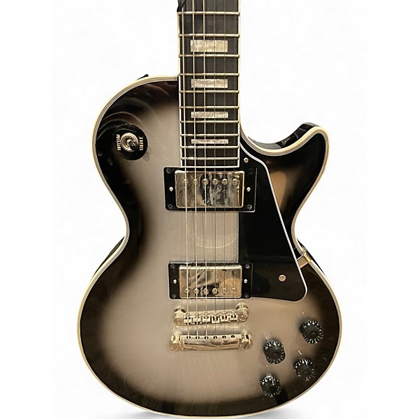 Used Epiphone Les Paul Custom Black and Silver Solid Body Electric Guitar